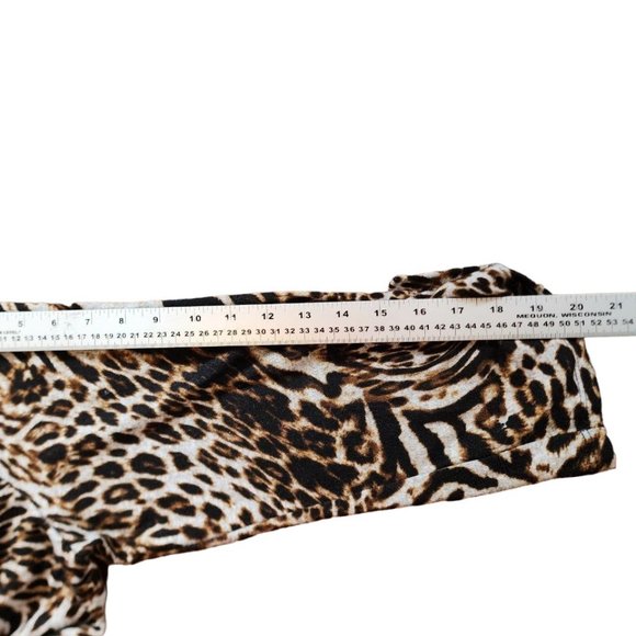 Clientele Blouse Women's Size OS Animal Print Tiger 3/4 Sleeve Zip - Picture 8 of 16